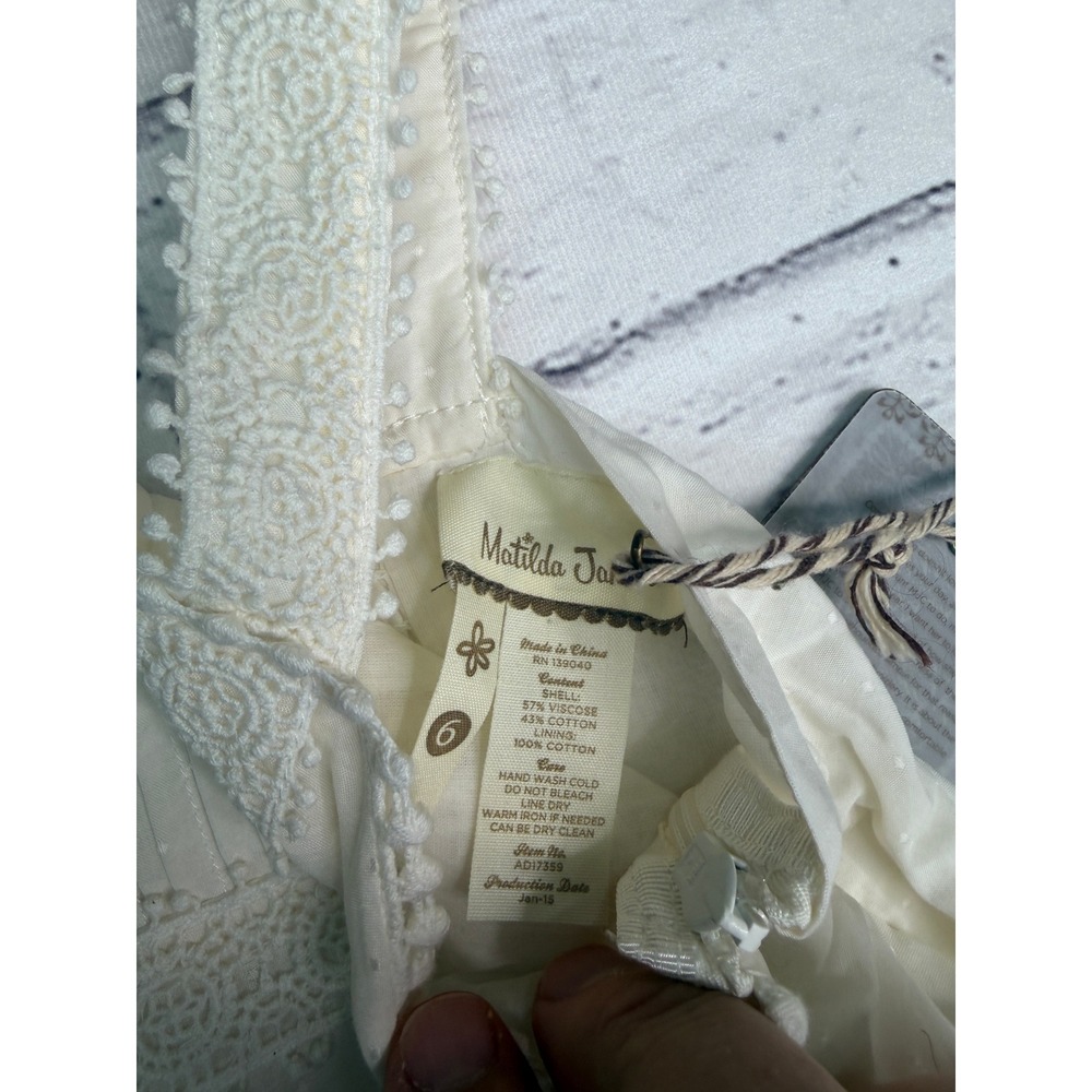Matilda Jane Cream Swiss Dot Lace Tiered Midi Dress Womens 6 NWT Cottagecore - Picture 7 of 14